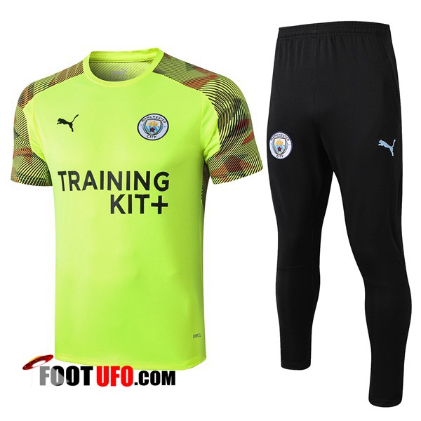 Ensemble Training T-Shirts Manchester City + Pantalon Vert 2019/2020
