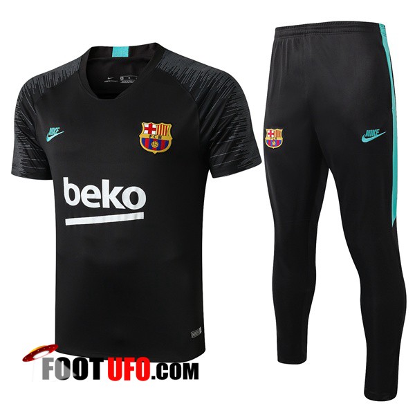 Training T-Shirts FC Barcelone + Pantalon Noir Vert 2019/2020