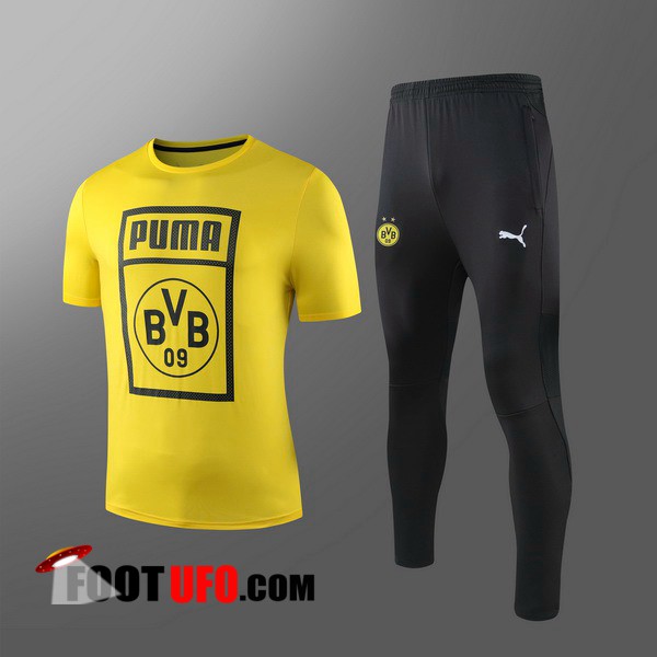 Ensemble Training T-Shirts Dortmund BVB Enfants + Pantalon Jaune 2019/2020
