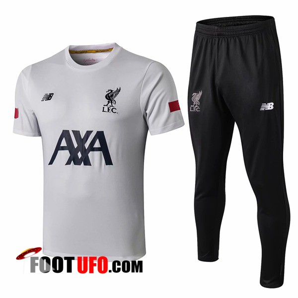 Ensemble Training T-Shirts FC Liverpool AXA + Pantalon Blanc 2019/2020