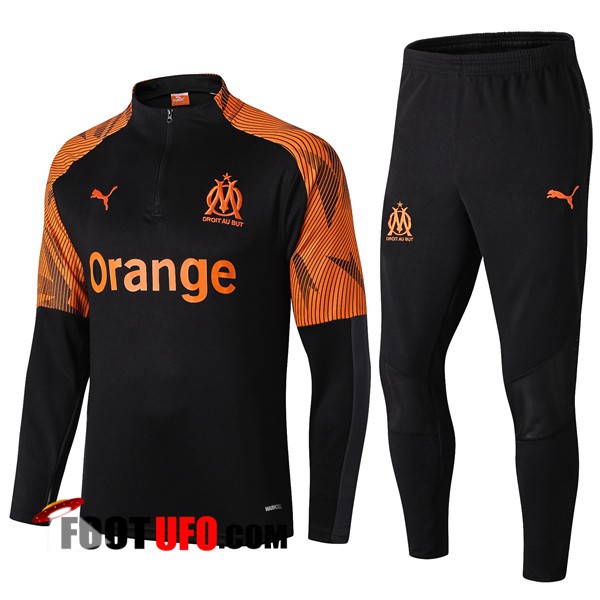 Ensemble Survetement Foot Marseille OM Noir Orange 2019/2020