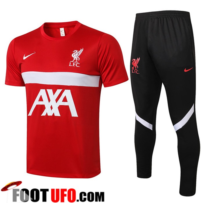 Ensemble Training T-Shirts FC Liverpool + Pantalon Rouge/Blanc 2021/2022