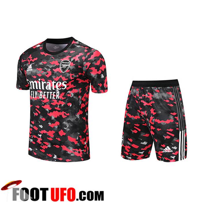 Ensemble Training T-Shirts Arsenal + Shorts Rouge/Noir 2021/2022
