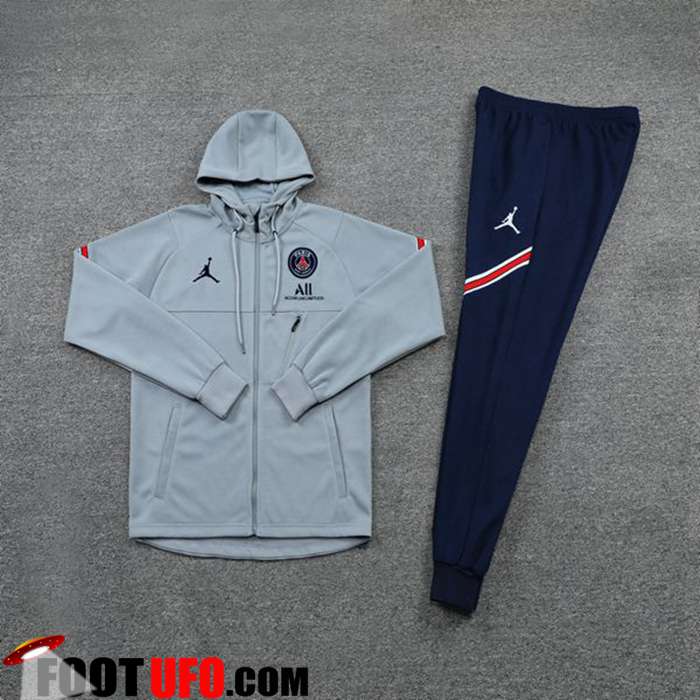 Destockage Ensemble Veste A Capuche Survetement Jordan PSG Gris 2021/2022