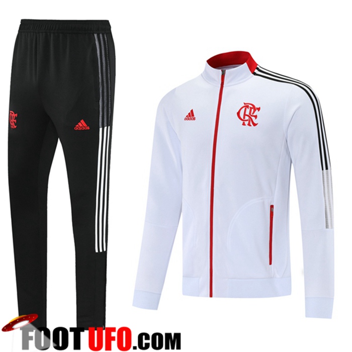 Ensemble Survetement de Foot - Veste Flamengo Blanc/Rouge 2021/2022