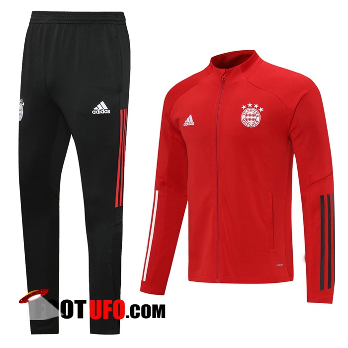 Nouveau Ensemble Survetement de Foot - Veste Bayern Munich Rouge 2020/21 - Acheter Fiable