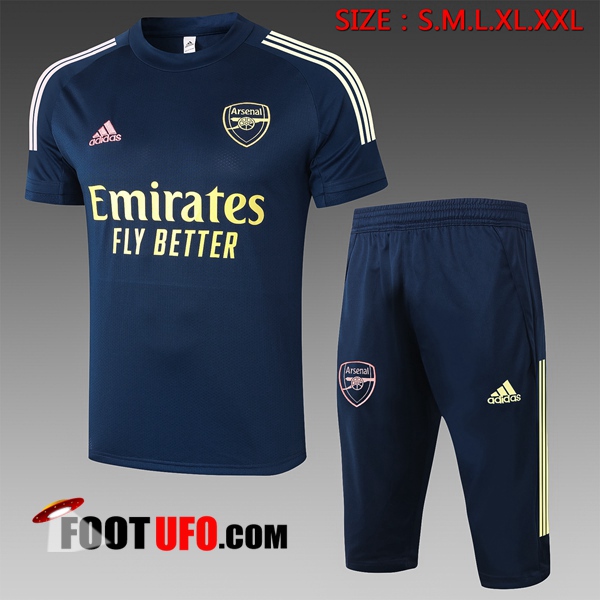 Ensemble Training T-Shirts Arsenal + Pantalon 3/4 Bleu Royal 2020/2021
