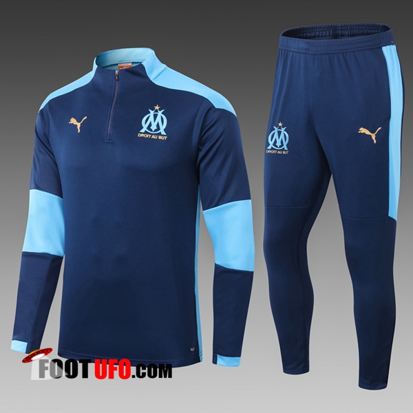 Ensemble Survetement de Foot Marseille OM Enfant Bleu 2020/2021