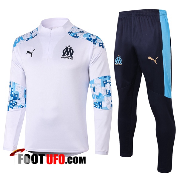 Ensemble Survetement de Foot Marseille OM Blanc 2020/2021