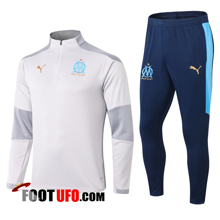 Nouveau Ensemble Survetement de Foot Marseille OM Gris 2020/21 ...