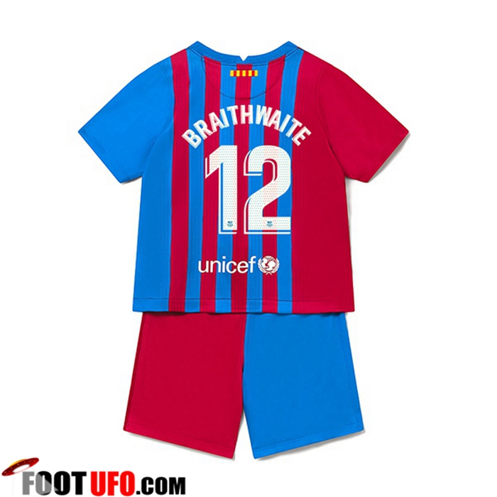 Maillot de Foot FC Barcelone (Martin Brathwaite 12) Enfant Domicile 2021/2022