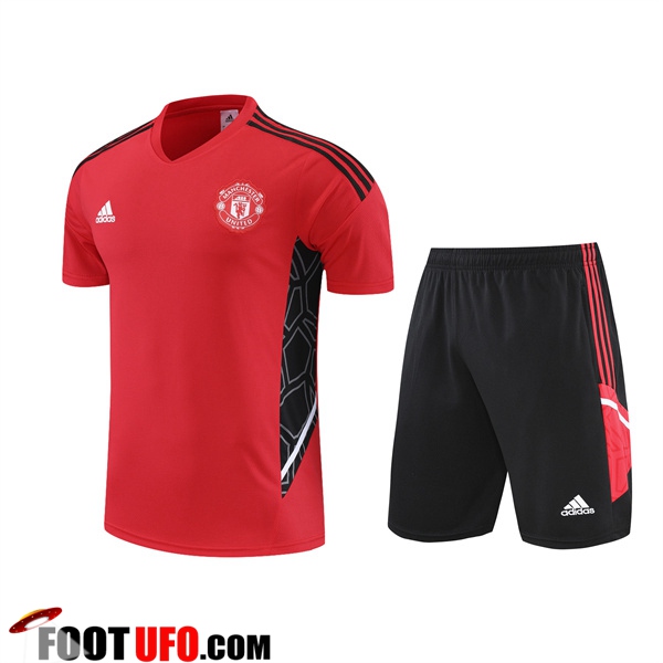 Ensemble Training T-Shirts +Shorts Manchester United Rouge 2022/2023