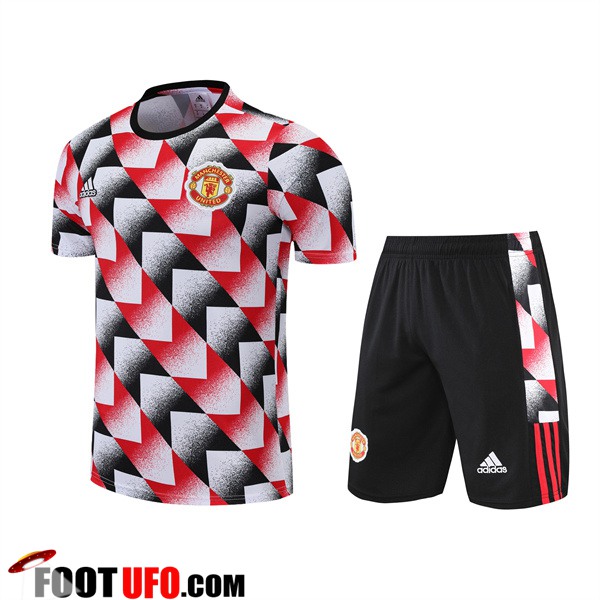 Ensemble Training T-Shirts +Shorts Manchester United Noir/Rouge 2022/2023