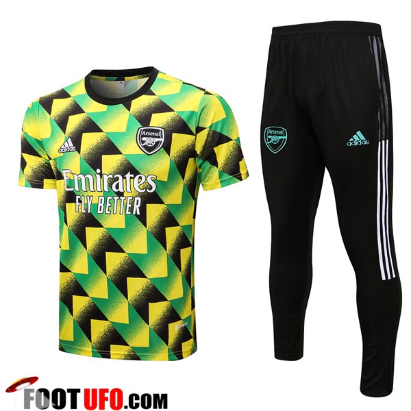 Ensemble Training T-Shirts + Pantalon Arsenal Vert/Jaune 2022/2023