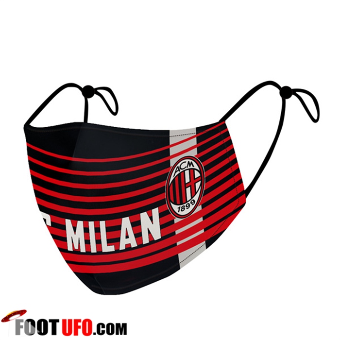 Nouveau Masques Foot Milan AC Noir/Rouge Reutilisable