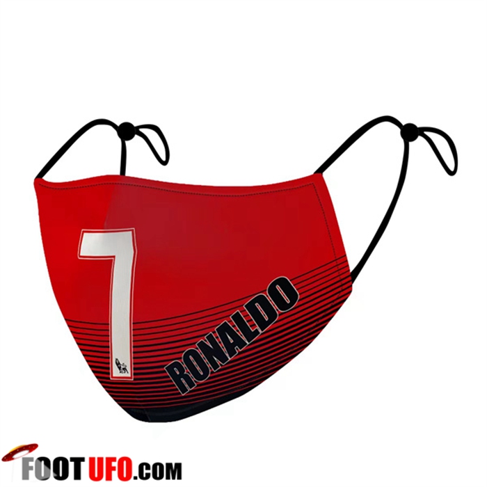 Nouveau Masques Foot Ronaldo 7 Rouge/Noir Reutilisable