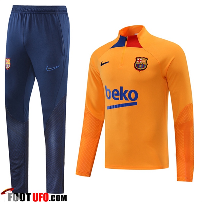 Ensemble Survetement de Foot FC Barcelone Orange 2022/2023