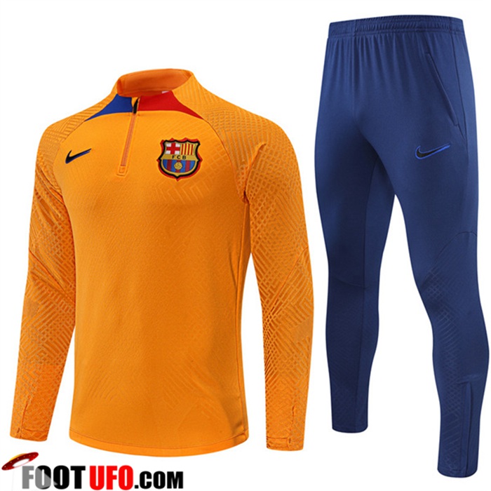 Acheter Ensemble Survetement de Foot FC Barcelone Jaune 2022/2023