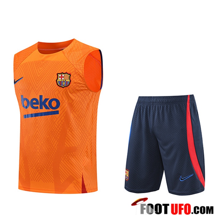 Ensemble Training Debardeur + Shorts FC Barcelone Orange 2022/2023
