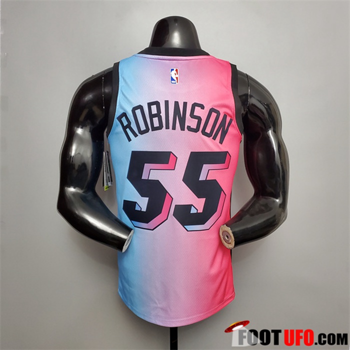 Flocage De Nouveau Maillot Miami Heat (Robinson 55) Rose/Bleu Gradient Color City Edition