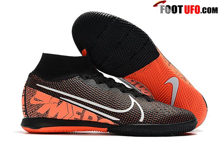 Nike Chaussures de Foot Mercurial Superfly 7 Elite MDS IC Noir/Orange