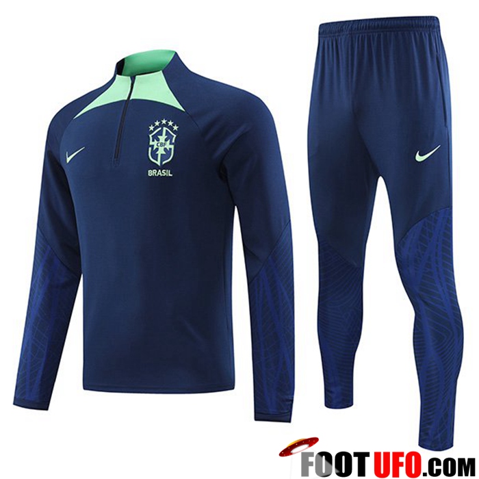 Promotion Ensemble Survetement de Foot Bresil Bleu Marins 2022/2023