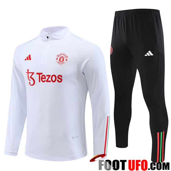 Ensemble De Ensemble Survetement de Foot Manchester United Blanc 2023/2025