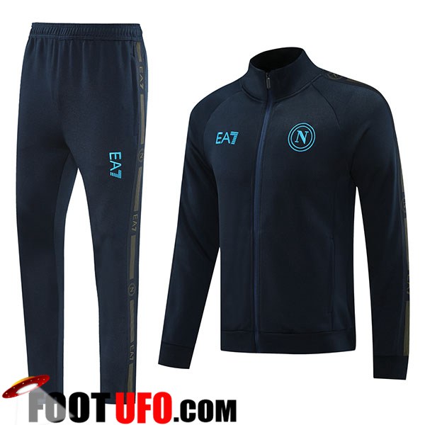 Promo Ensemble Survetement de Foot Veste Foot SSC Naples Bleu Royal